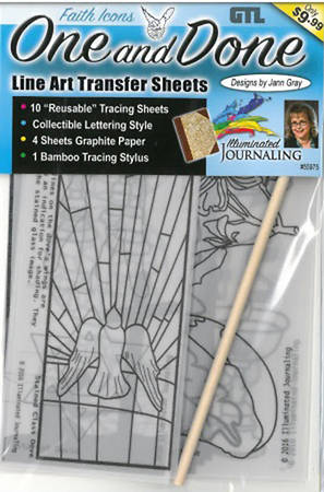 One and Done Bible Journaling Line Art Transfer - Faith Icon