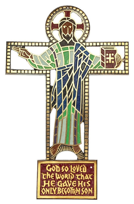 Bronze Wall Cross God So Loved