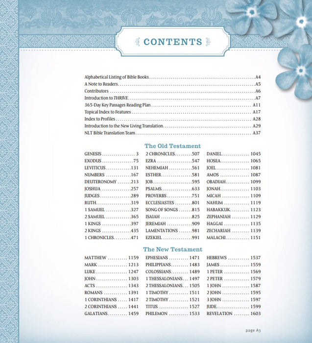 NLT THRIVE Creative Journaling Devotional Bible, Flowers