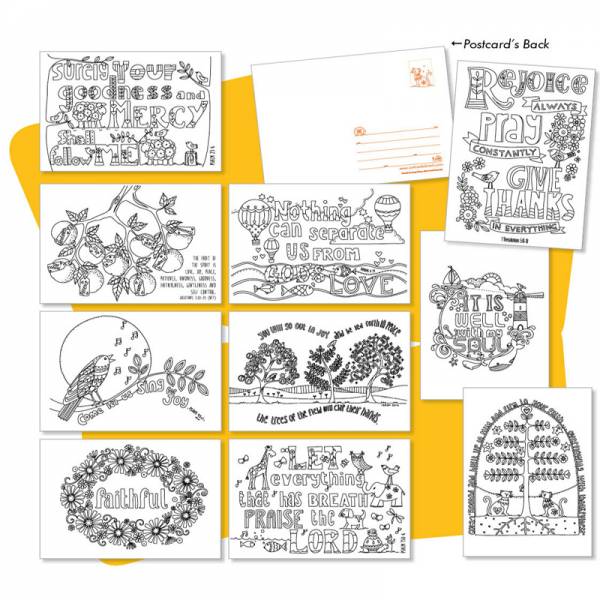 10 Images of Joy Colouring Postcards