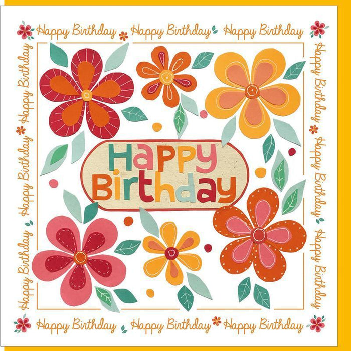 Birthday Orange Flowers Greetings Card