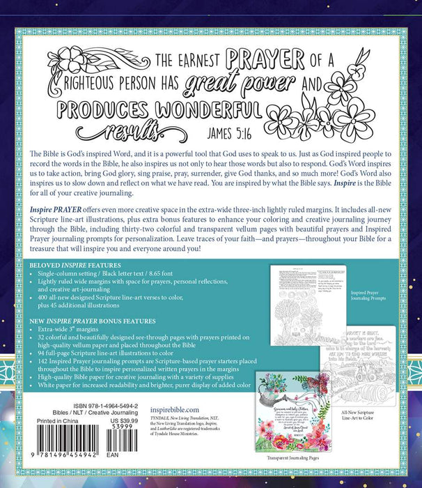 NLT Inspire PRAYER Bible (Softcover)