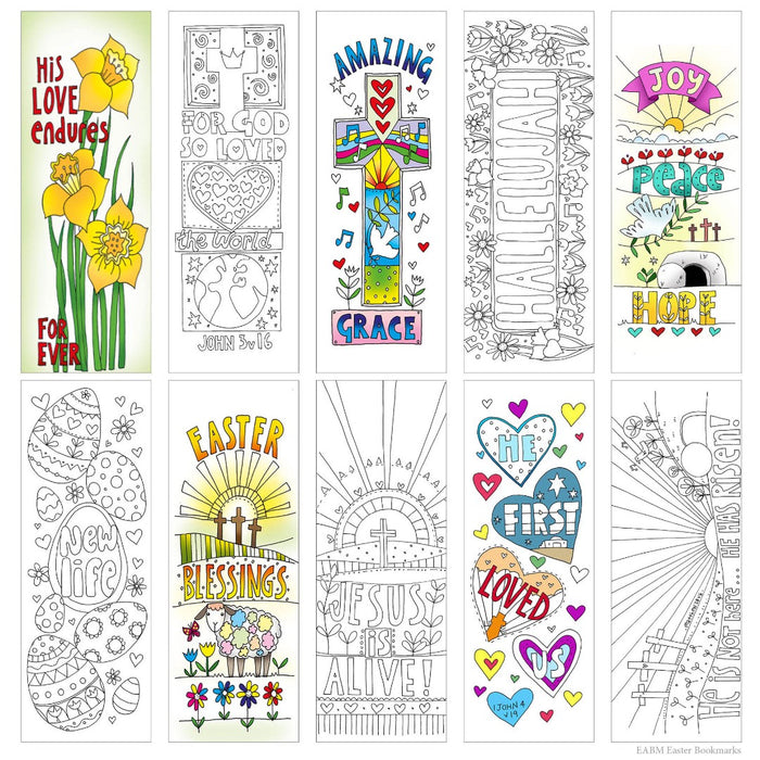10 Easter Colouring Bookmarks