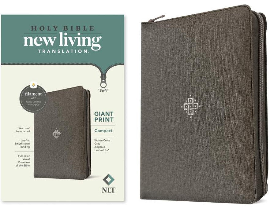 NLT Compact Giant Print Zipper Bible, Filament Edition, Grey