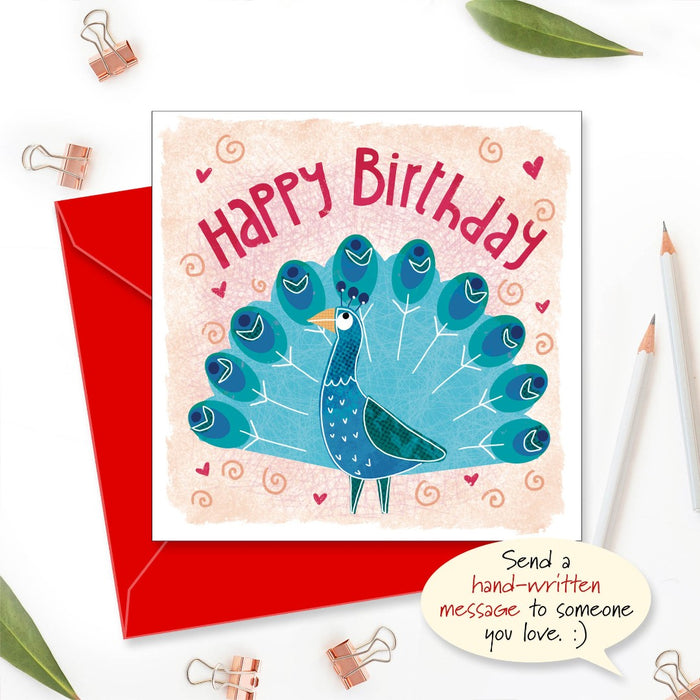 Happy Birthday Peacock Greetings Card
