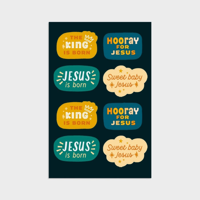 Nativity Sticker Christmas Cards, 8 Christmas Sticker Sheets