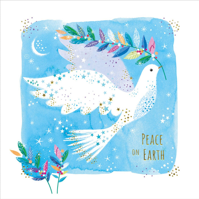 Compassion Charity Christmas Cards: Dove/Stars (Pack Of 10)