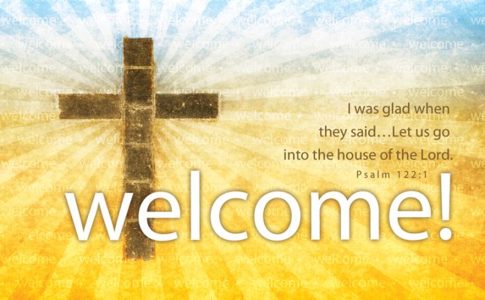 Welcome - Cross & Sunrays Pew Cards -  3"" X 5""