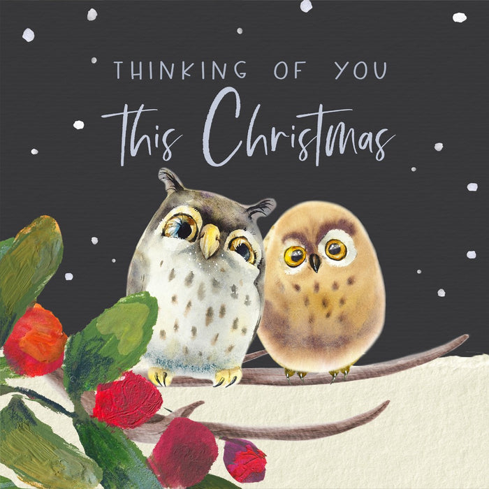 Thinking Of You This Christmas Owls - Christmas Card