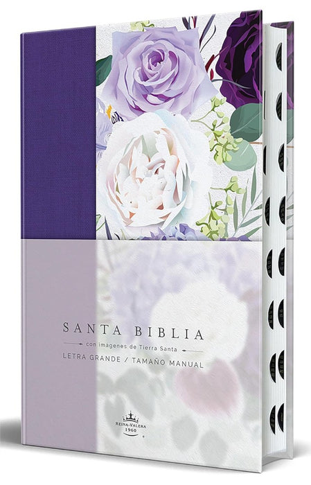 Biblia Rvr1960 Tapa Dura Y Tela Morada Con Flores