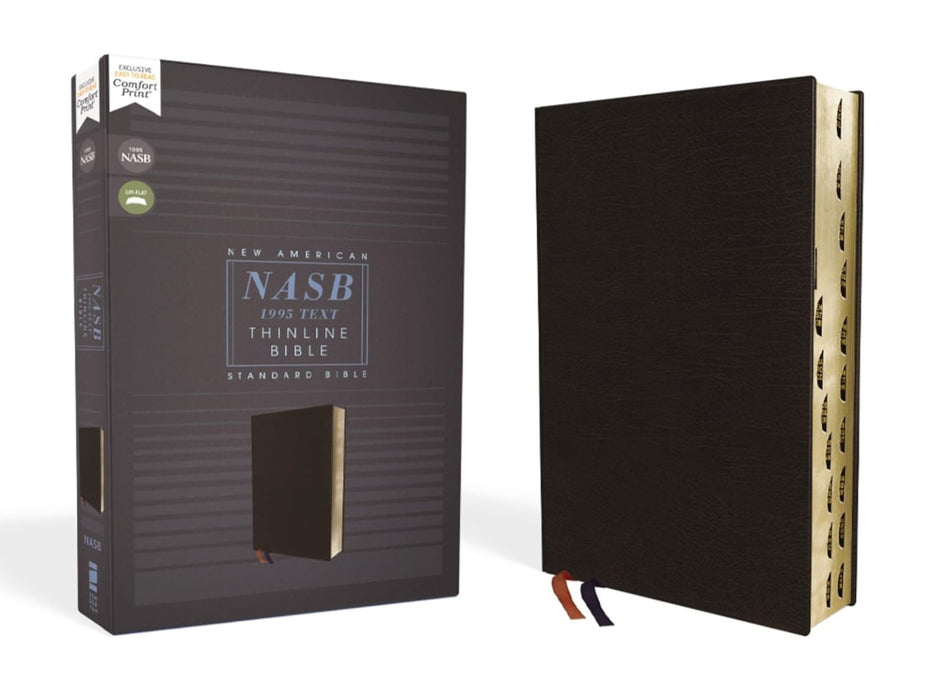 NASB Thinline Bible, Bonded Leather, Black, Red Letter