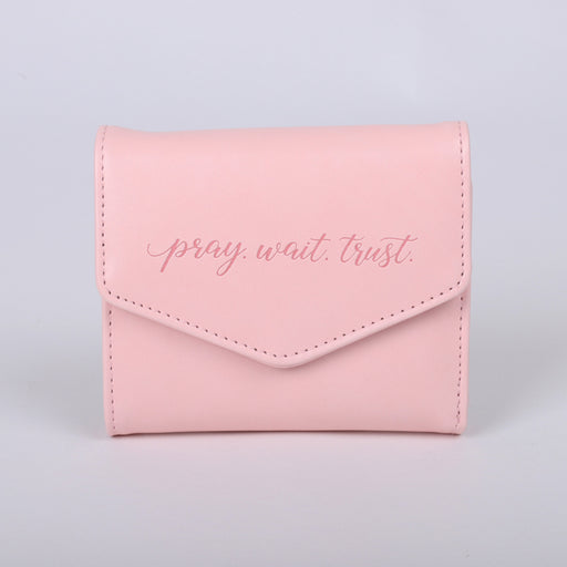 Women's Wallet Pray Wait Trust Pink Leather-Look