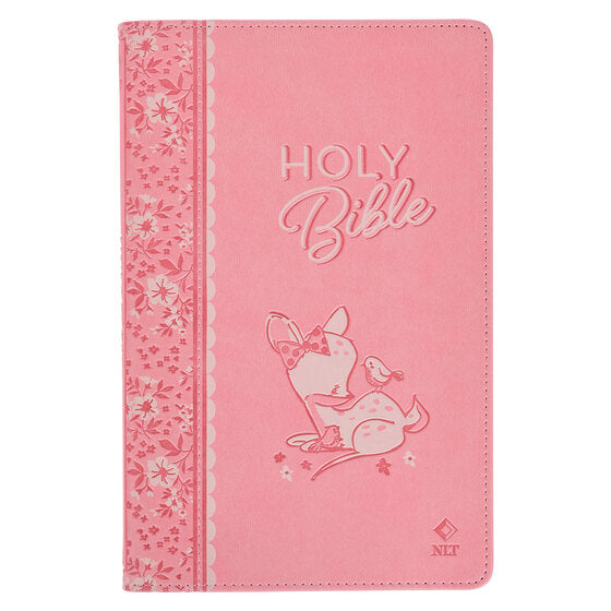 Pink Faux Leather NLT Baby Keepsake Bible For Girls