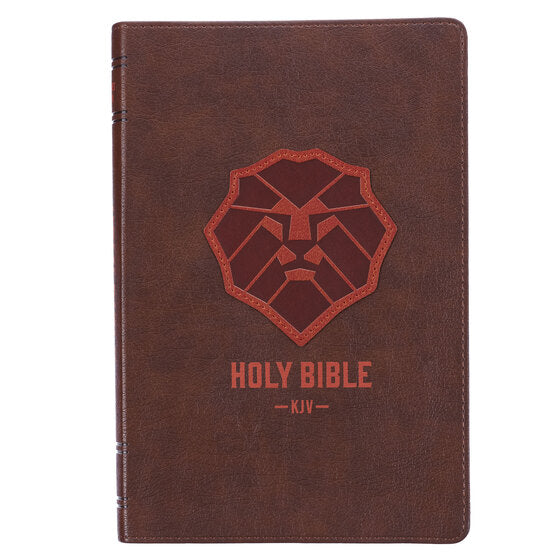 Lion Brown Faux Leather Kids King James Version Bible