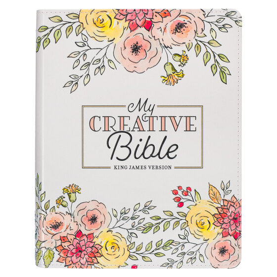Pearlised White Faux Leather KJV My Creative Bible