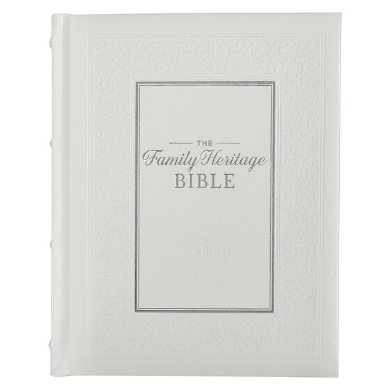 White Faux Leather Hardcover Family Heritage Bible