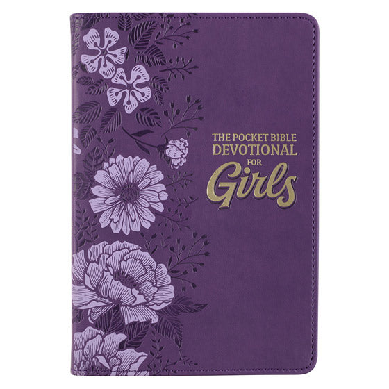 Purple Faux Leather Pocket Devotional For Girls