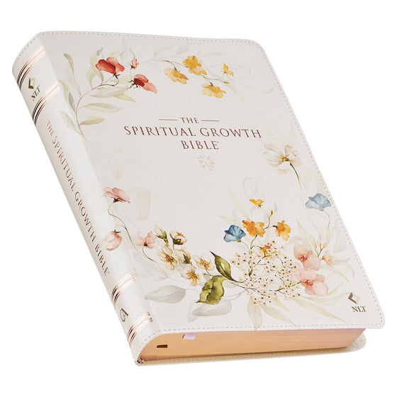 Cream-Coloured Floral Faux Leather Spiritual Growth Bible