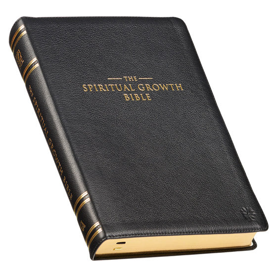 Black Genuine Leather Spiritual Growth Bible