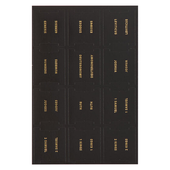 Black And Gold Peel-And-Stick Bible Indexing Tabs