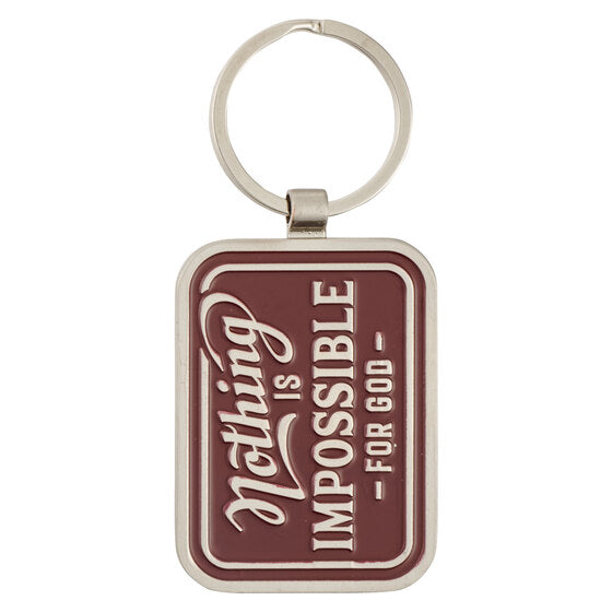 Nothing Is Impossible Vintage Red Metal Keychain - Luke 1:37