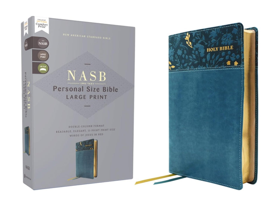 NASB, Personal Size Bible, Large Print, Leathersoft, Teal