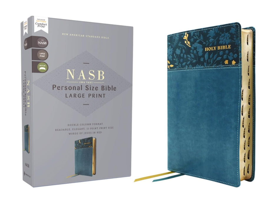 NASB, Personal Size Bible, Large Print, Leathersoft, Teal