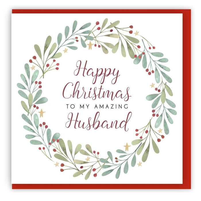 Happy Christmas To My Amazing Husband Single Christmas Card