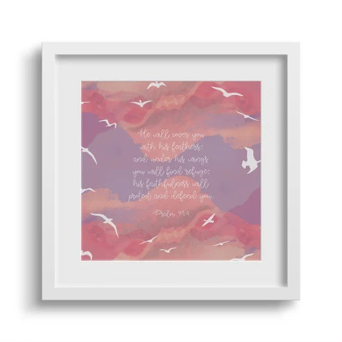 Under His Wings 6X6 White Framed Print