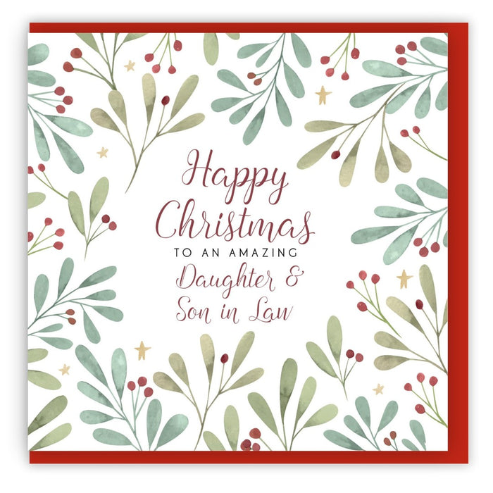 Happy Christmas Daughter & Son In Law Single Christmas Card