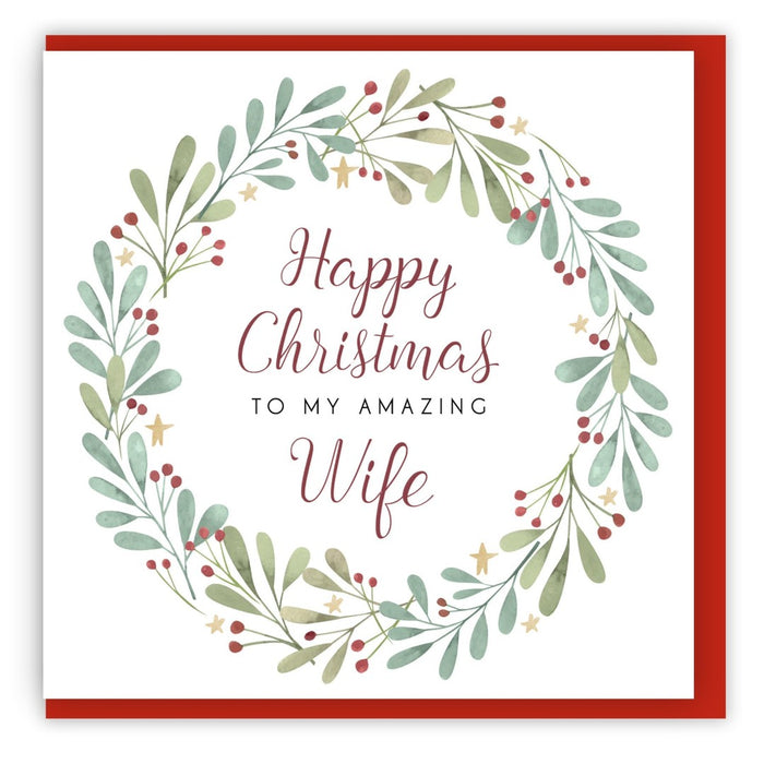 Happy Christmas To My Amazing Wife Single Christmas Card