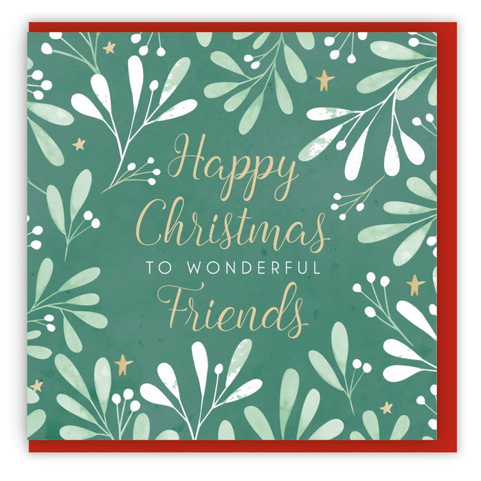 Happy Christmas To Wonderful Friends Single Christmas Card