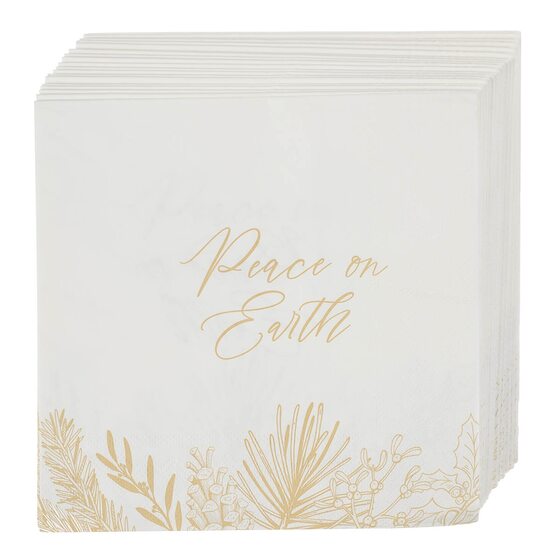 Peace on Earth Golden Pine Paper Napkin Set