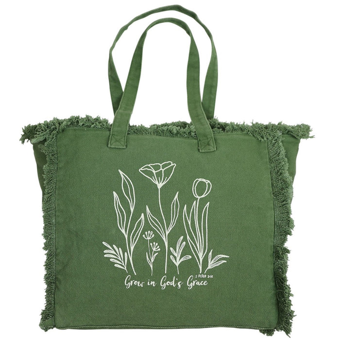Grow in God's Grace Canvas Fringe Tote