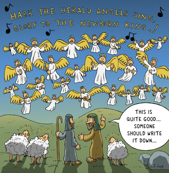 Angels Singing Carols Christmas Card - Nutty Nativity