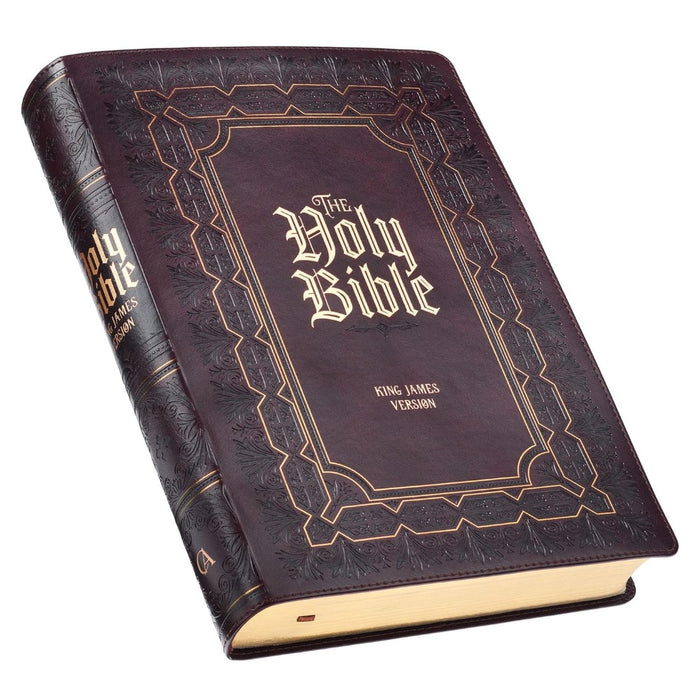 Framed Burgundy Faux Leather Super Giant Print KJV