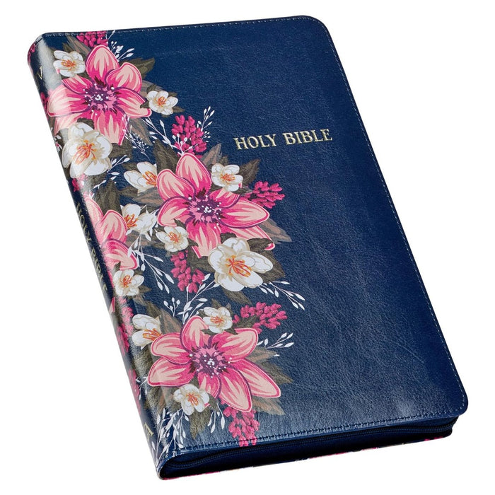 Floral Blue Faux Leather KJV Deluxe Gift Bible