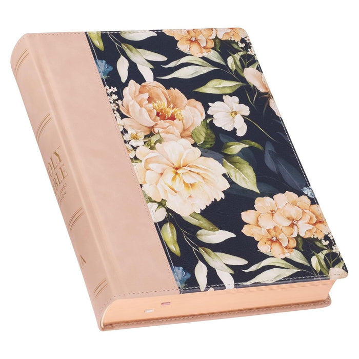 Dusty Peach Faux Leather Hardcover Large Print KJV