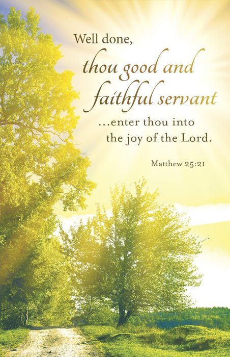 Funeral Bulletin: Well Done (Pack of 100)