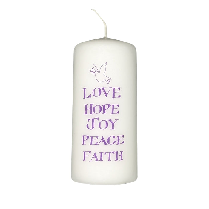 Love, Hope, Joy, Peace, Faith - Pillar Candle