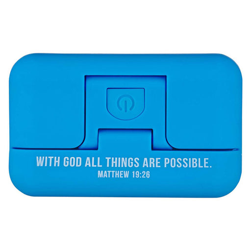 With God All Things Are Possible Blue Adjustable Clip-On Boo