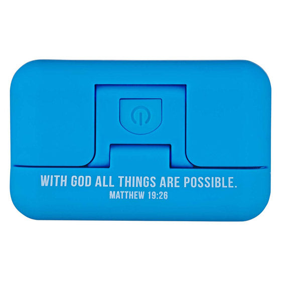 With God All Things Are Possible Blue Adjustable Clip-On Boo