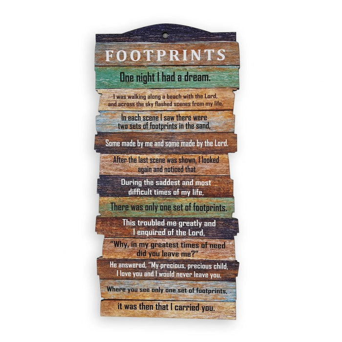 Large Stacked Wooden Plaque – Footprints