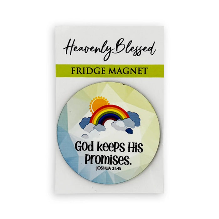 Round Fridge Magnet – God Keeps His Promises (Joshua 21:45)