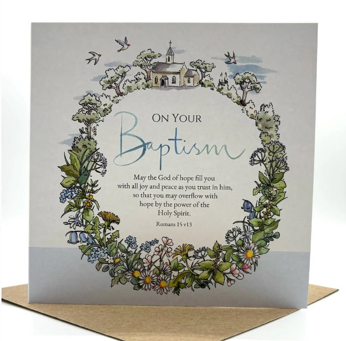 Baptism Wildflowers Card (Blank Inside)