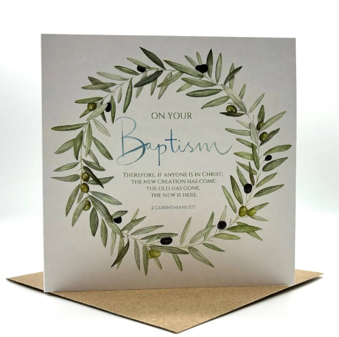 Olive Wreath Card (Blank Inside)