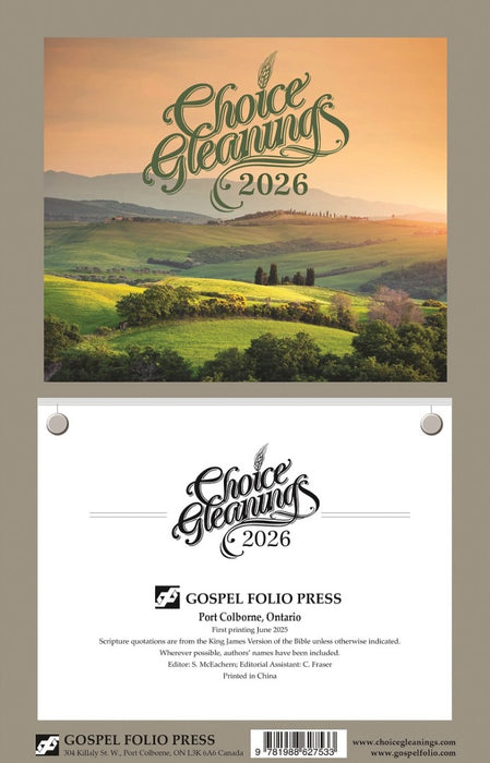 Choice Gleanings Wall Calendar 2026