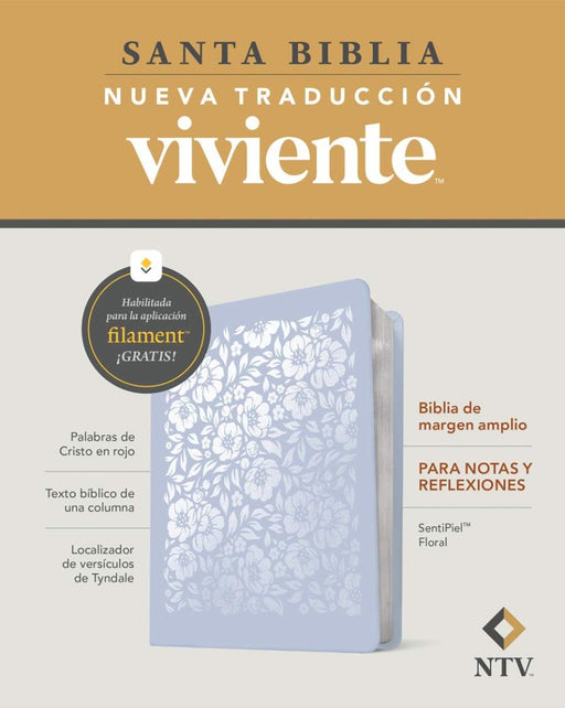 Biblia De Margen Amplio NTV Con Filament, Floral