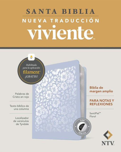 Biblia De Margen Amplio NTV Con Filament, Floral, Con Indice