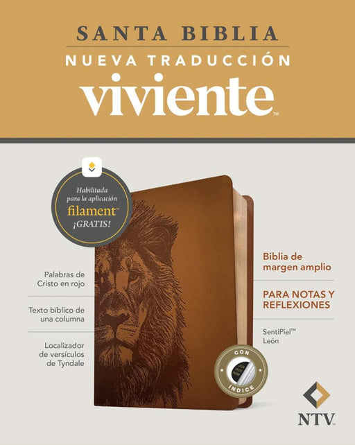 Biblia De Margen Amplio NTV Con Filament, León, Con Indice